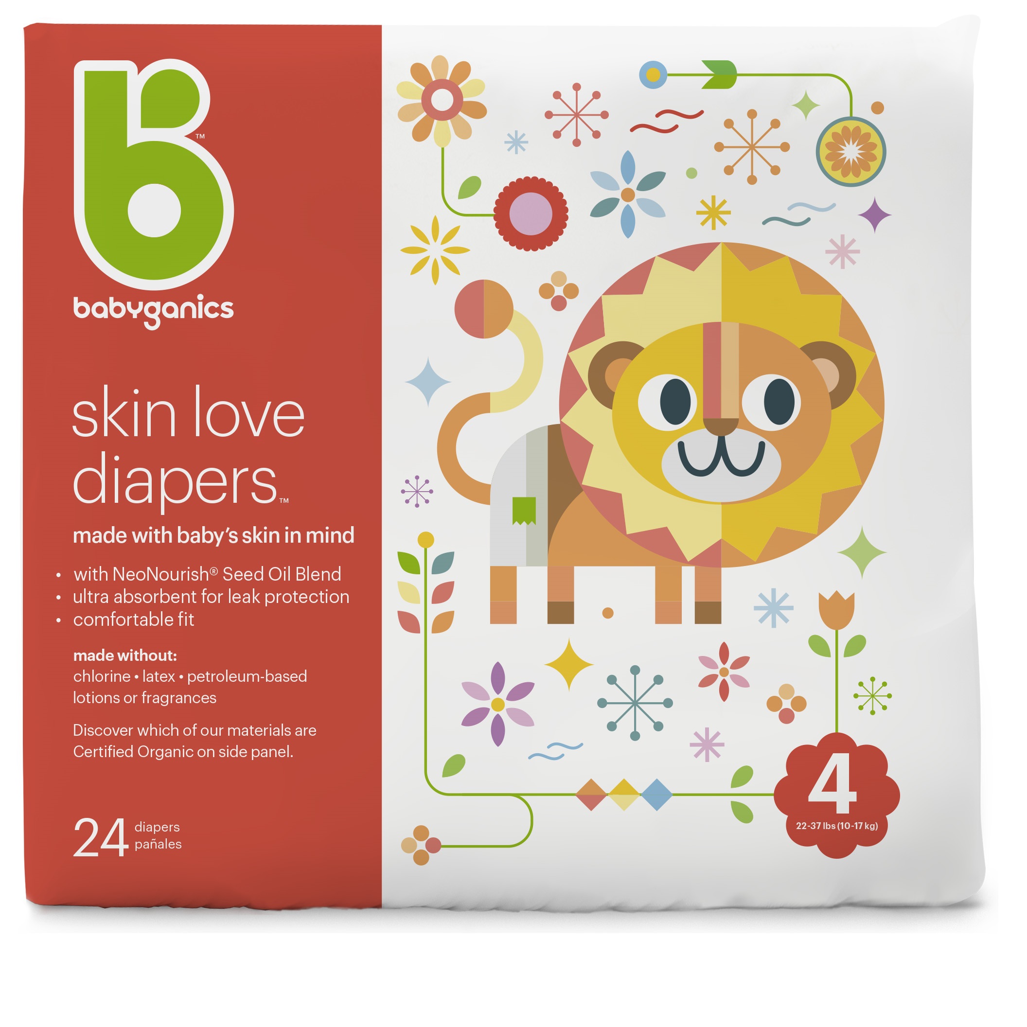 skin love diapers, size 4