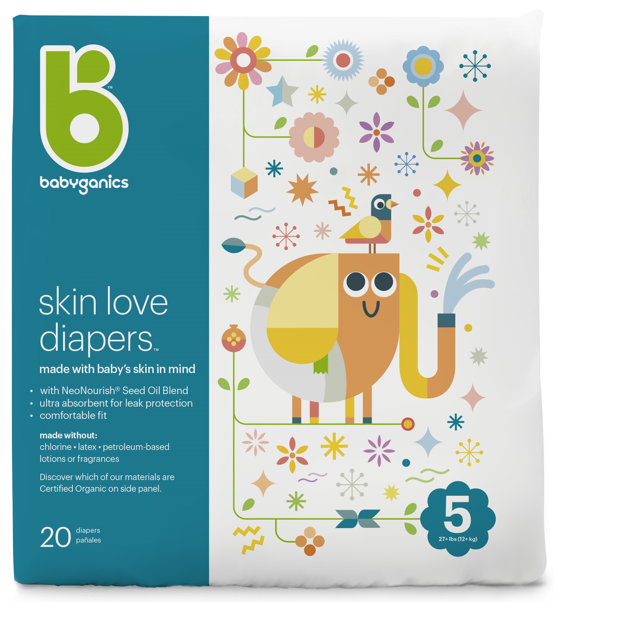 skin love diapers, size 5