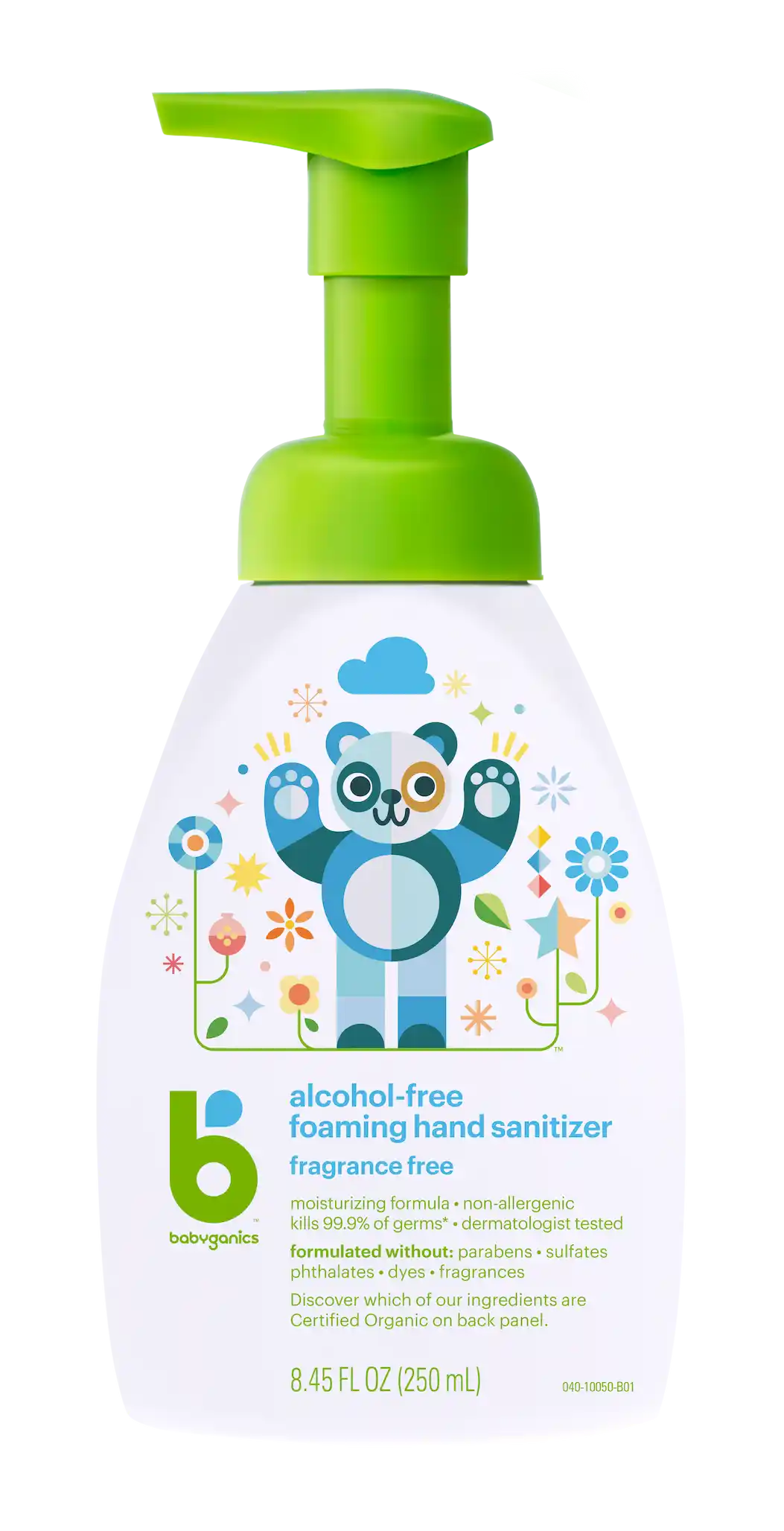 alcohol-free foaming hand sanitizer, fragrance free 8.45 oz bottle front