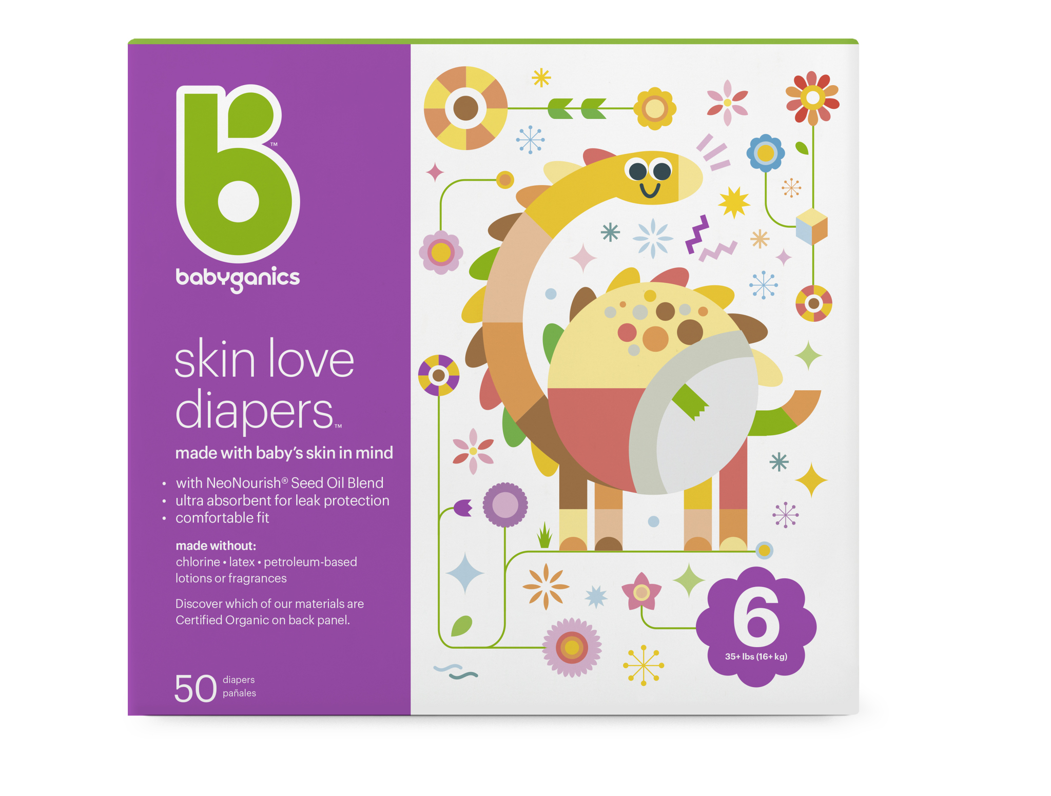 skin love diapers, size 6
