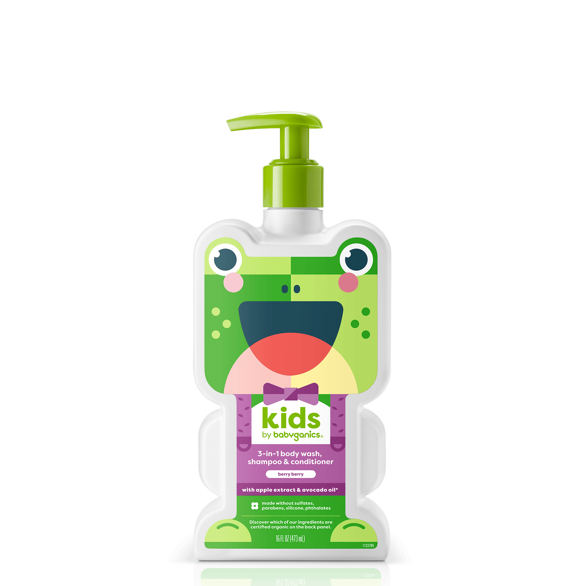 kids 3-in-1 body wash, shampoo & conditioner, berry berry, bottle front